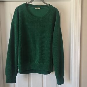 Yelete Deep Emerald Corded Crewneck Sweater
